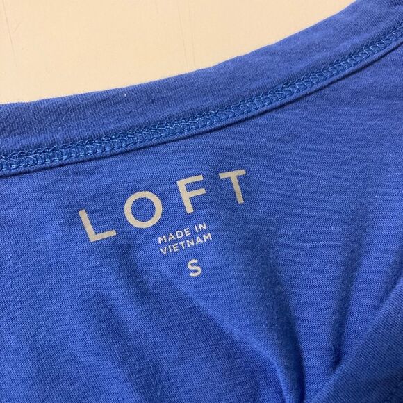 Ann Taylor LOFT Royal Blue Relaxed Muscle Tee Cinched Shoulder Cotton Size Small - Picture 7 of 10